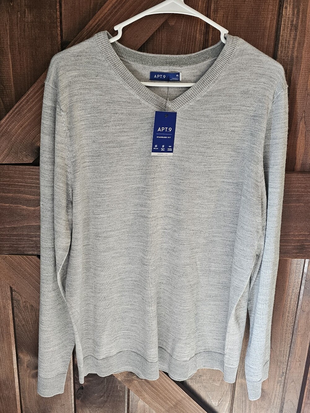 Apt. 9 Light Gray Men's V-Neck Sweater Size XL